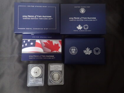 2019-W $1 Silver Eagle Enhanced Rev PR Pride of Two Nations, Canadian Set (Proof)